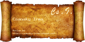 Csanaky Irma névjegykártya